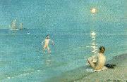 Peter Severin Kroyer badende drenge en sommeraften ved skagen strand France oil painting artist